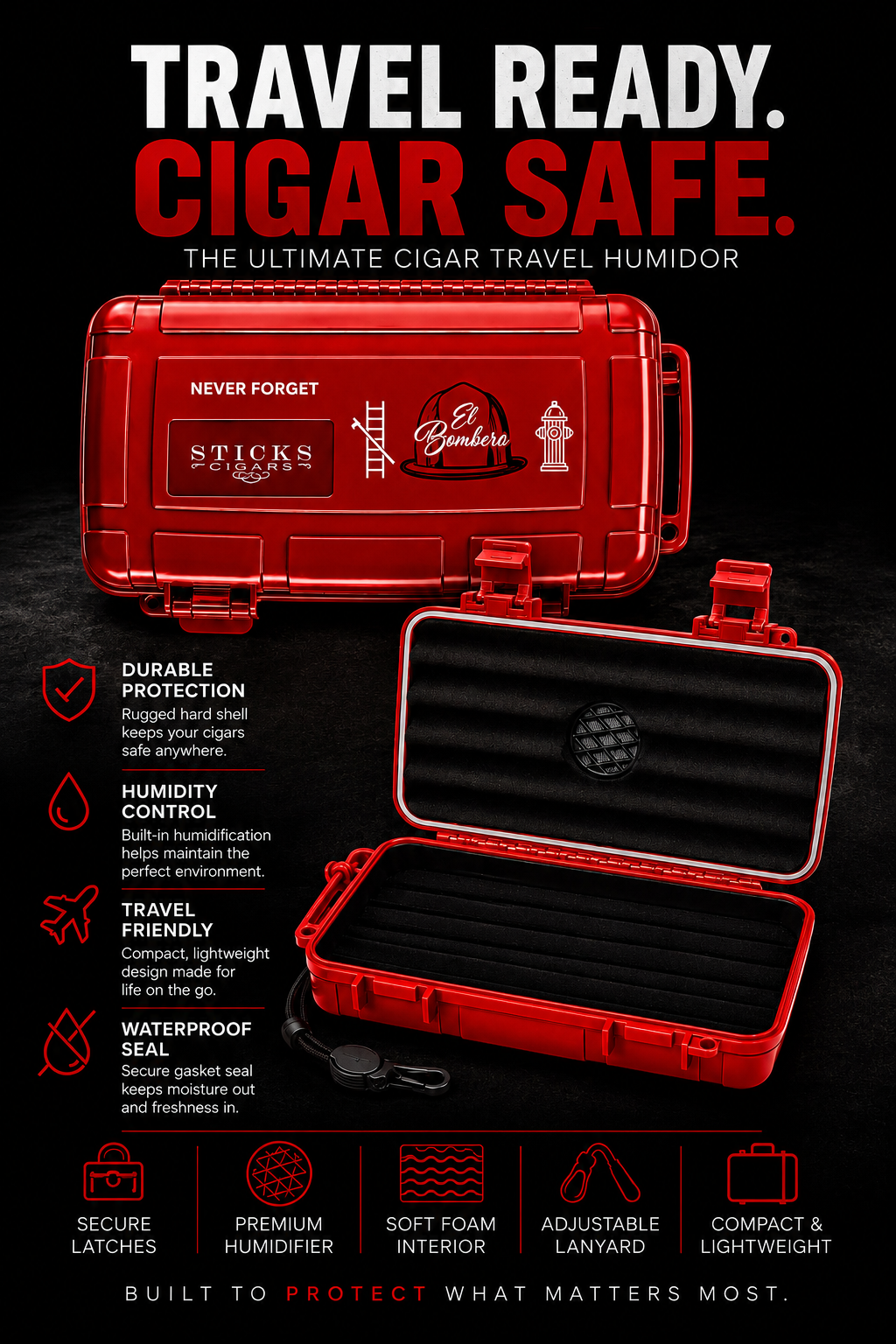 El Bombero™ Waterproof Cigar Travel Case